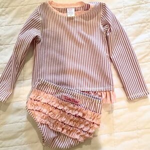 Rufflebutt seersucker rash guard swimsuit